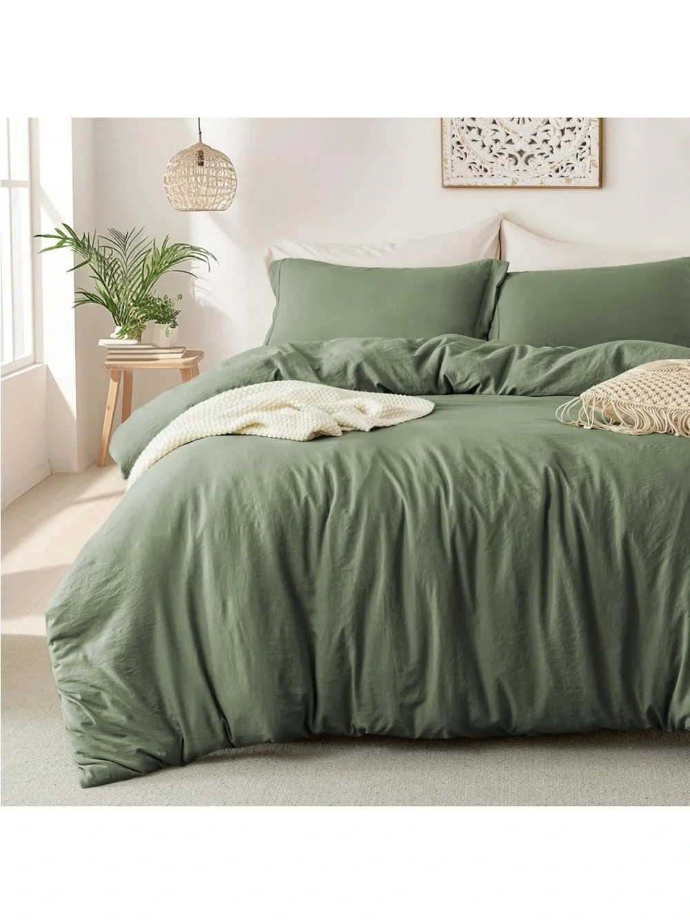 NEW MILDLY Super Soft Duvet Cover - 100% Washed Microfiber Olive Green w/Zipper